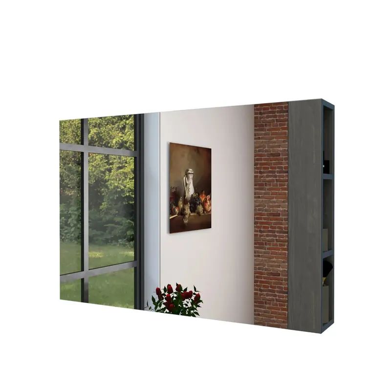 Specchio contenitore bagno a 2 ante e mensole unialterali 680x1100x150 cm olmo s Koopje