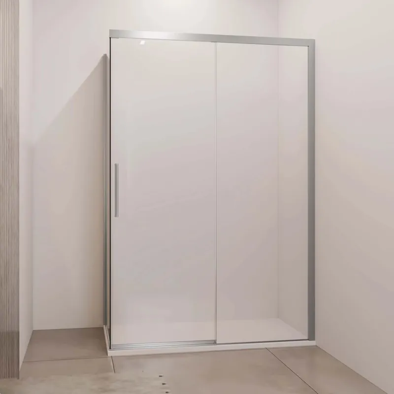 Koop Online Porta scorrevole doccia Lux dx fisso est. 117-120 cm argento trasparente