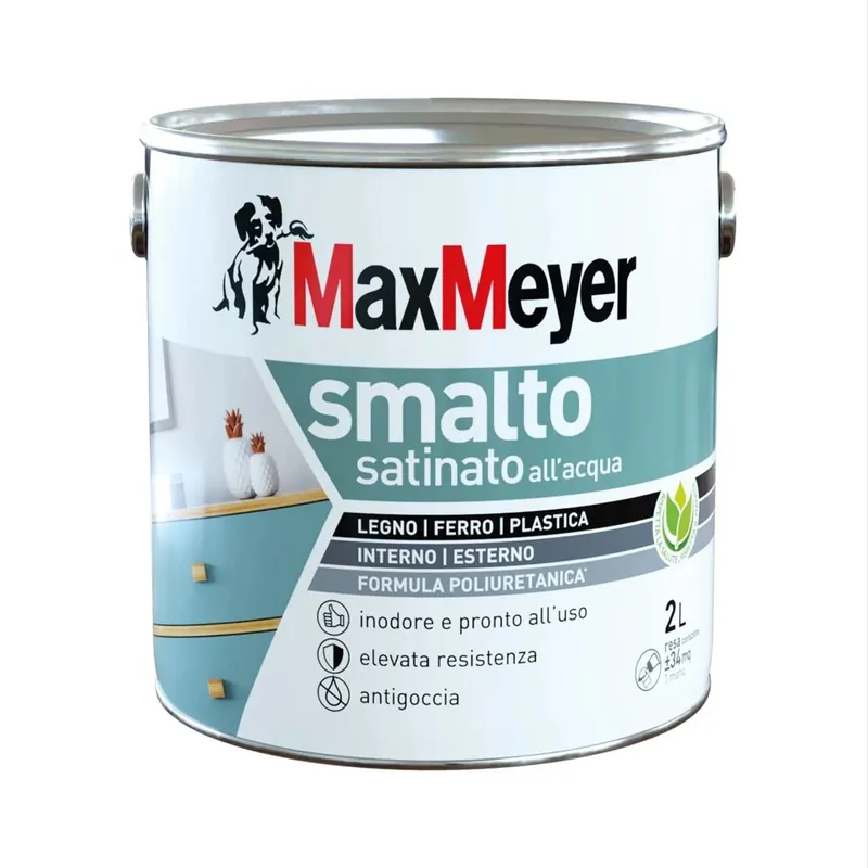 Korting Smalto ad acqua poliuretanico satinato MaxMeyer nero 2 l