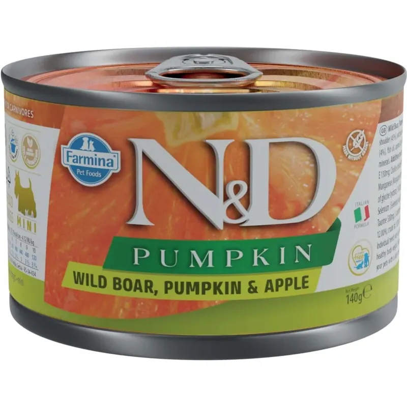 Cibo umido per cani N&D Adult Mini cinghiale, zucca e mela lattina 140 g Lage Kosten