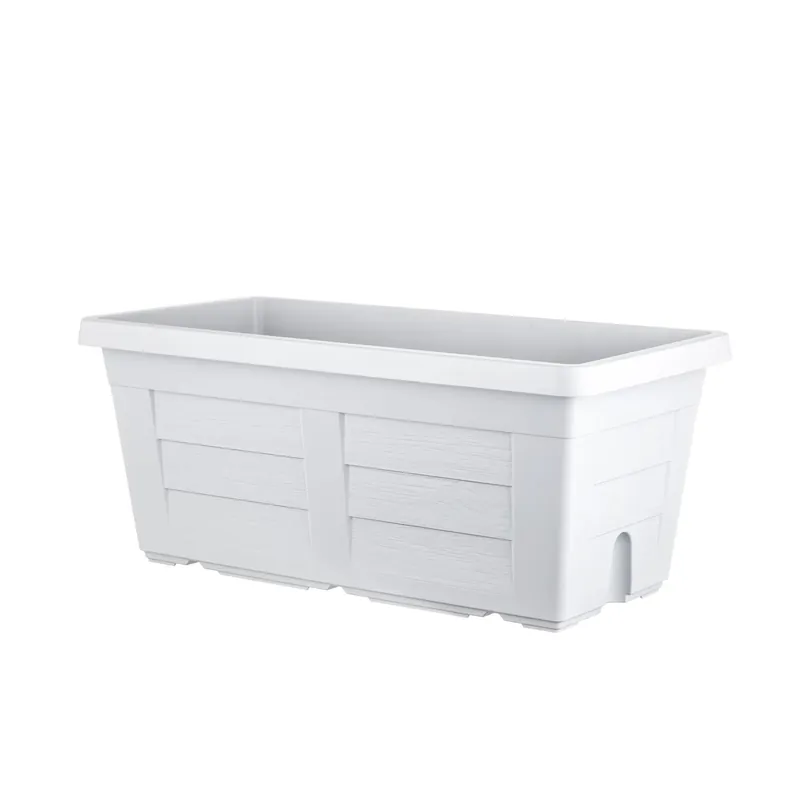 Hete Deal Fioriera da esterno in plastica effetto legno bianco 80x40x34 cm