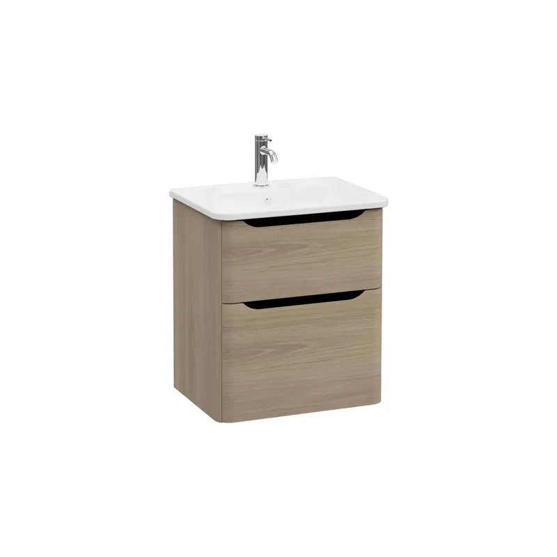 Shop Nu Mobile bagno base lavabo sospesa 2 cassetti Integra Round 60 cm golden oak