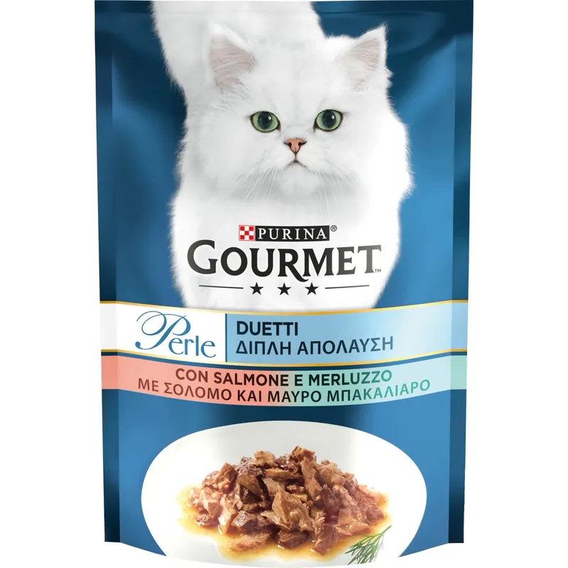 Koopje Duetti con Salmone e Merluzzo Purina Gourmet Perle