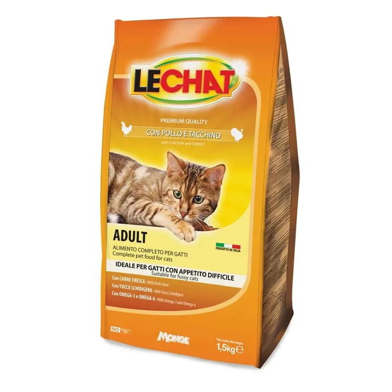 Gereduceerde Prijs Cibo per gatti con appetito difficile LeChat Pollo e Tacchino 1,5 kg