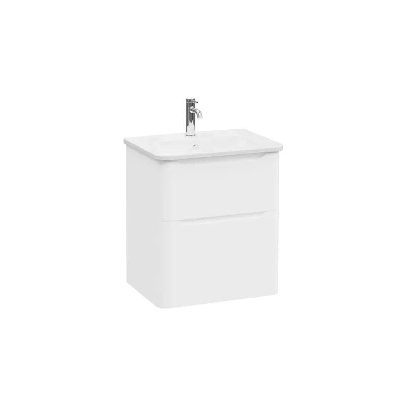 Mobile bagno base lavabo sospesa 2 cassetti Integra Round 60 cm matt white Fabrieksprijs