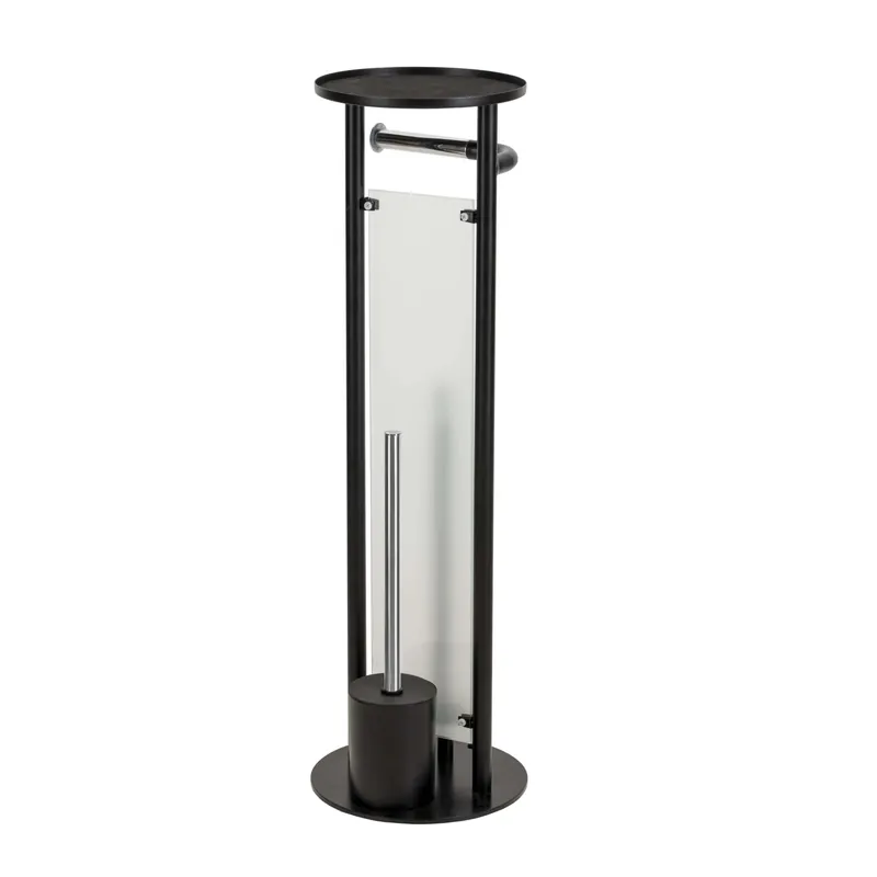 Piantana portarotolo e portascopino bagno Clever H 69,7 cm nero opaco Snelle Levering