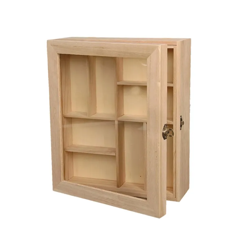 Scatola portaoggetti in legno 2 piani 30x25x10 cm Tijdelijk Beschikbaar