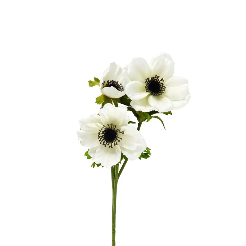 Beste Prijs Anemone finta 3 fiori in plastica e poliestere H56 cm bianco