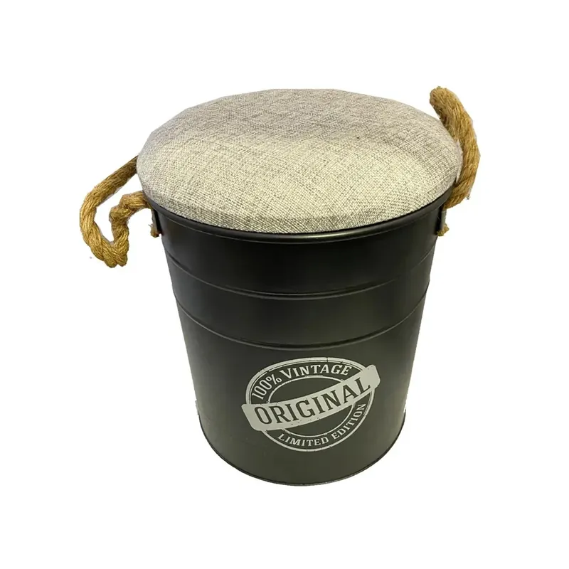 Koop Online Pouf contenitore in metallo nero 30,5x37 cm