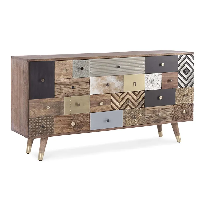 Merkproduct Credenza in legno di mango Dhaval 2 ante e 4 cassetti 150x40x78 cm