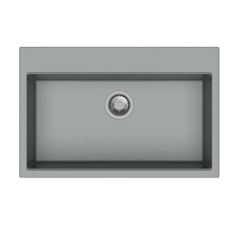 Veilige Betaling Lavello da incasso in quarzo 1 vasca 78x51 cm grigio