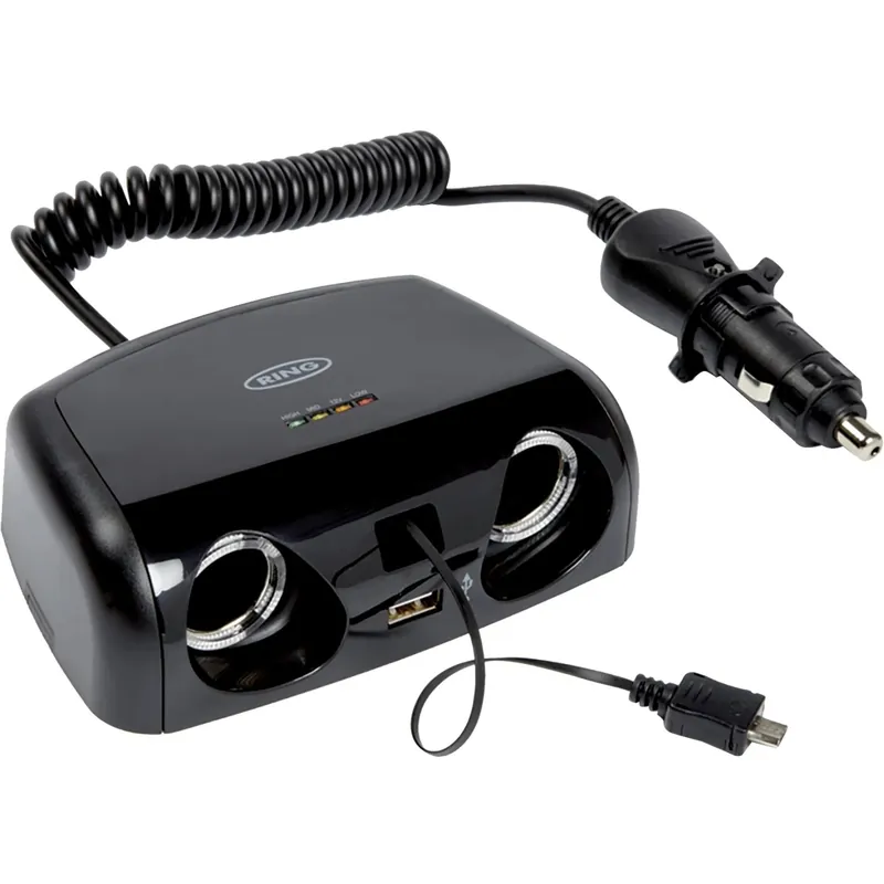 Shop Nu RING Doppia presa accendisigari 12V con USB, micro USB e tester batteria