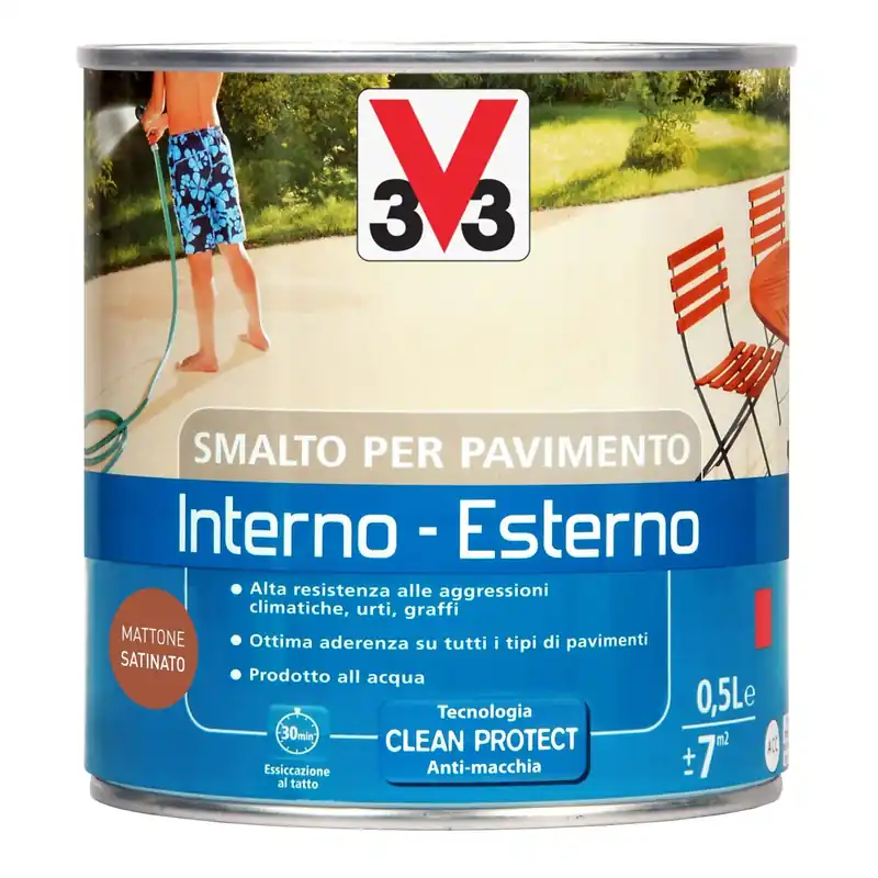 Seizoensaanbieding Smalto per Pavimenti Interno/Esterno all`acqua Mattone 0,5 l