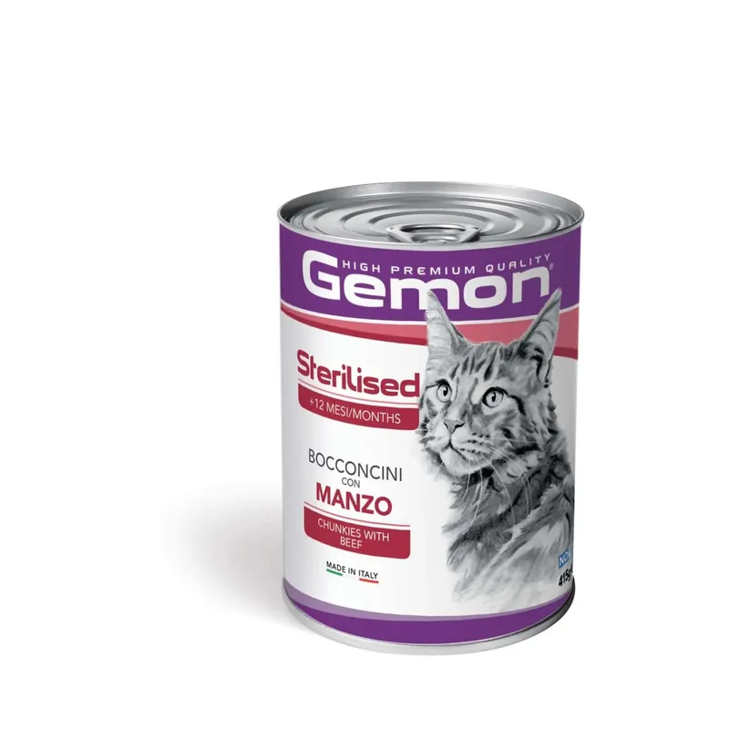 Beperkte Voorraad Cibo umido per gatti sterelizzati Monge Gemon paté manzo lattina 415 g