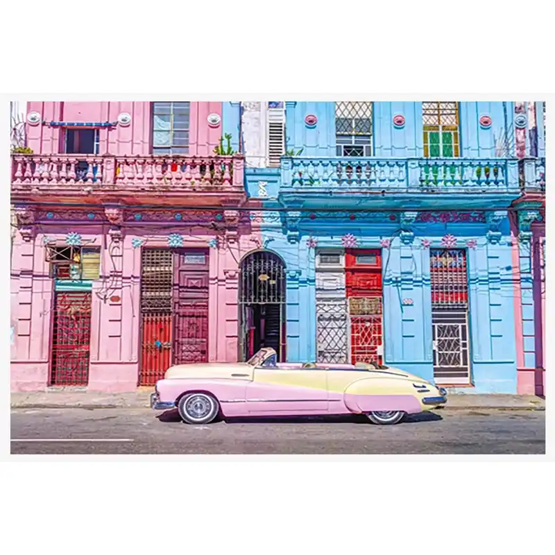 Direct Beschikbaar Stampa incorniciata immagine auto rosa a Cuba 40 x 60 cm