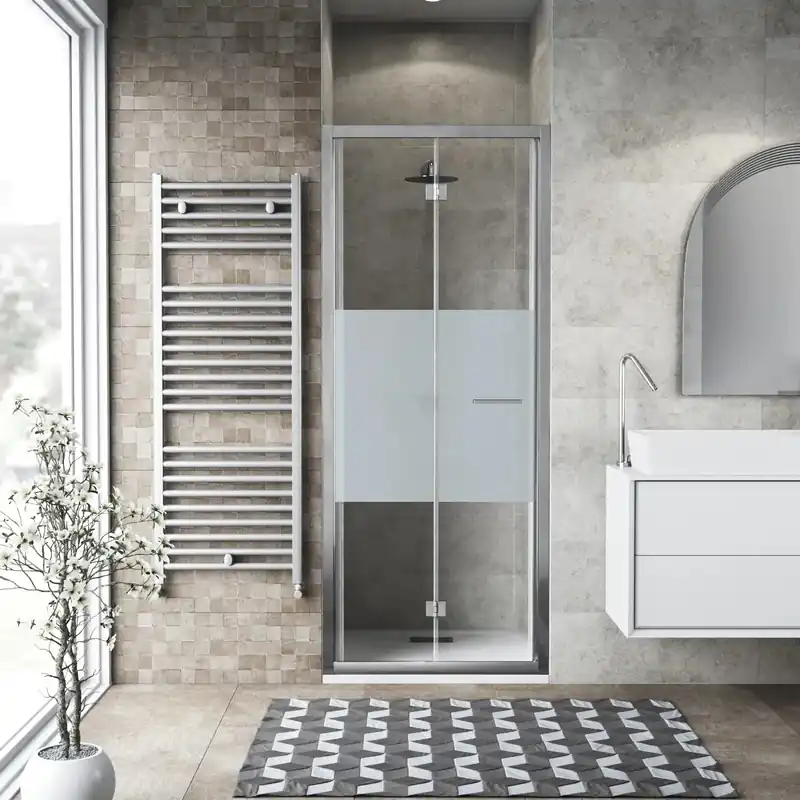 Seizoensaanbieding Porta soffietto doccia 2 ante 82/86 cm cromo serigrafato