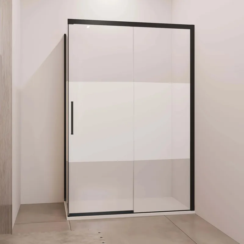 Porta scorrevole sx doccia Lux con fisso 110/117 cm nero opaco Gecertificeerd