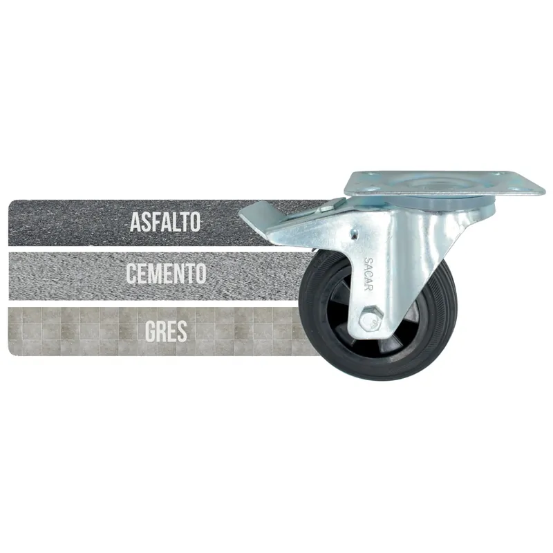 Ruota industriale con piastra girevole e freno 172 x 128 x 30 mm Aanbieding
