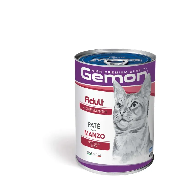 Cibo umido per gatti Monge Gemon paté al manzo lattina 400 g Goedkoop