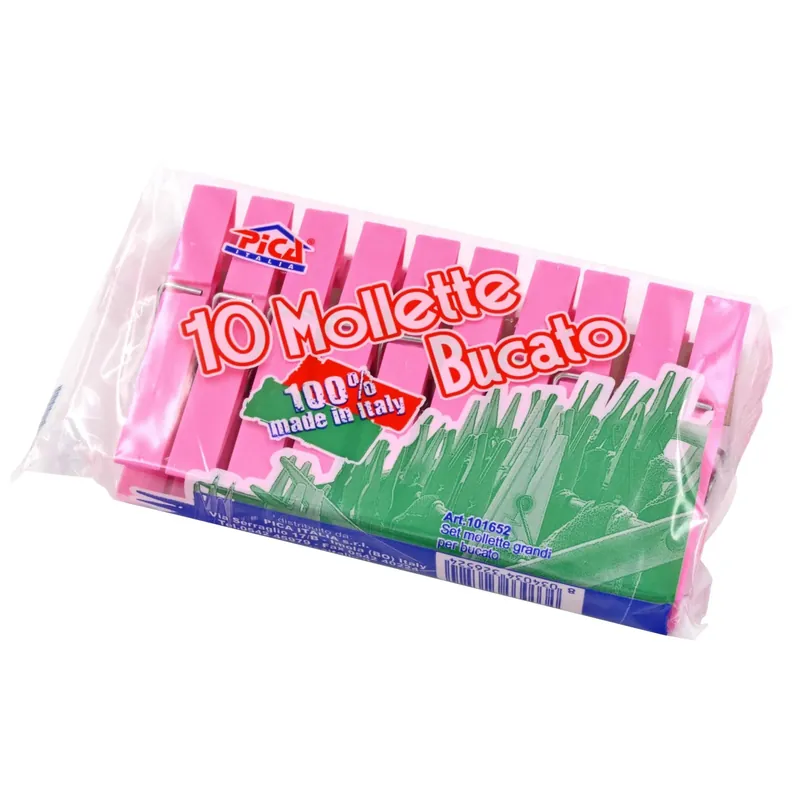 Set mollette grandi per bucato 8,5 cm colori assortiti 10 pz Premium