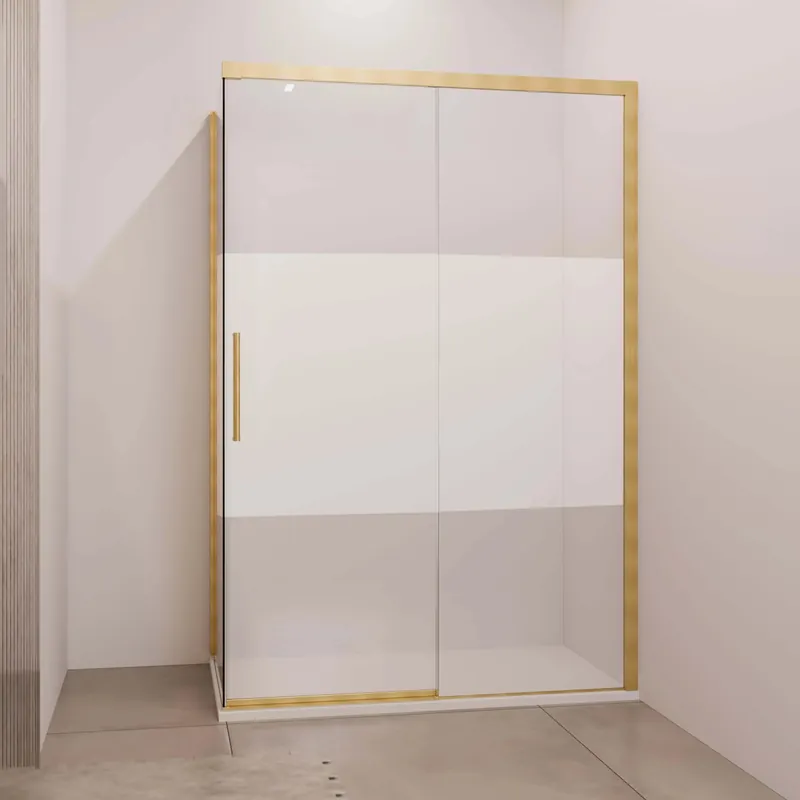 Op = Op Porta scorrevole sx doccia Lux con fisso 117/120 cm oro spazzolato