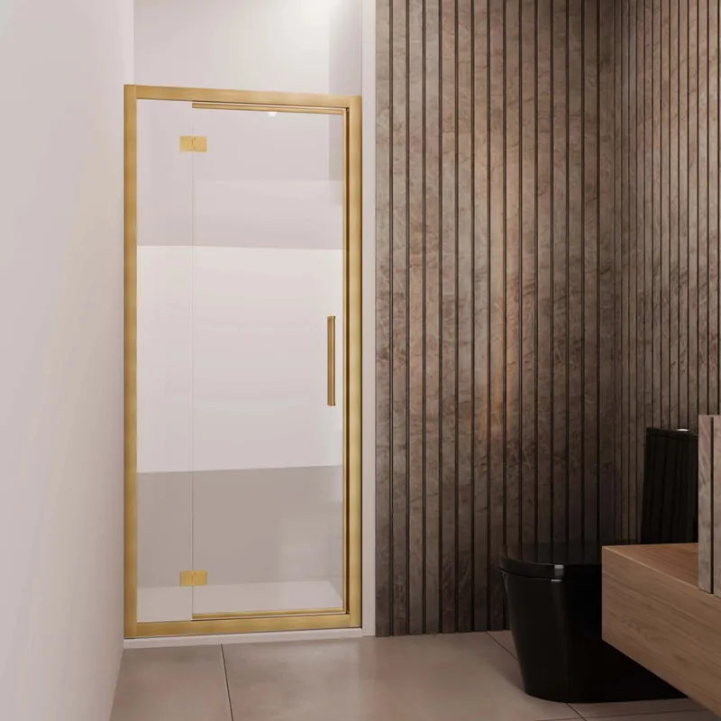 Snelle Levering Porta battente con fisso reversibile doccia Lux 117/123 cm oro spazzolato