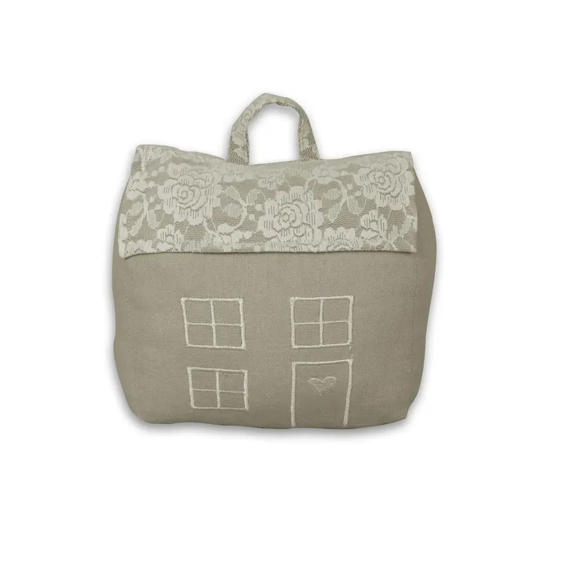 Korting Fermaporta in tessuto forma casa Linea Pizzo 20x13 cm H 18 cm