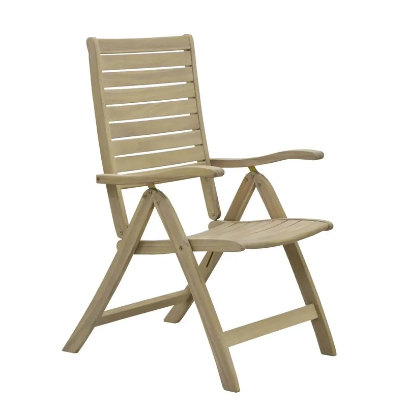 Sedia da giardino senza cuscino Canston reclinabile in legno di acacia Alleen Vandaag