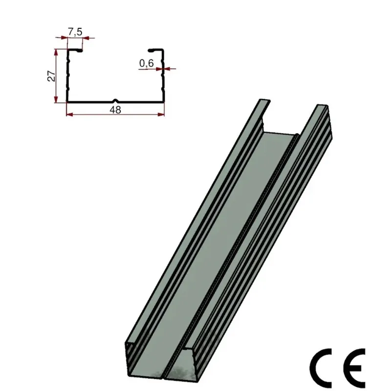 Betaalbaar Profilo montante a C in acciaio zincato 50/27 sp 6/10 L 3 m grigio