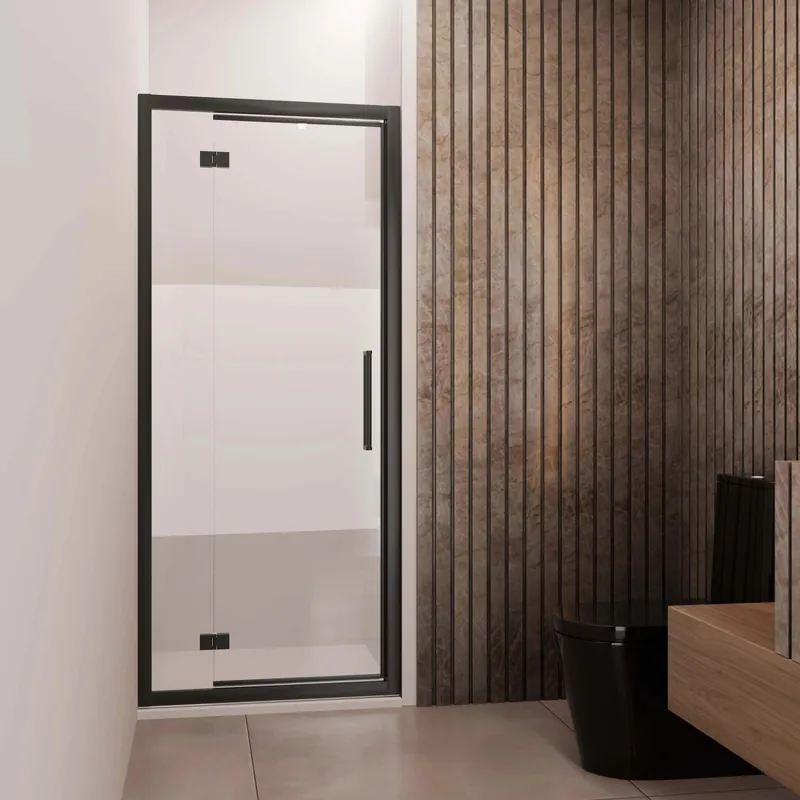 Express Levering Porta battente con fisso reversibile doccia Lux 117/123 cm nero opaco