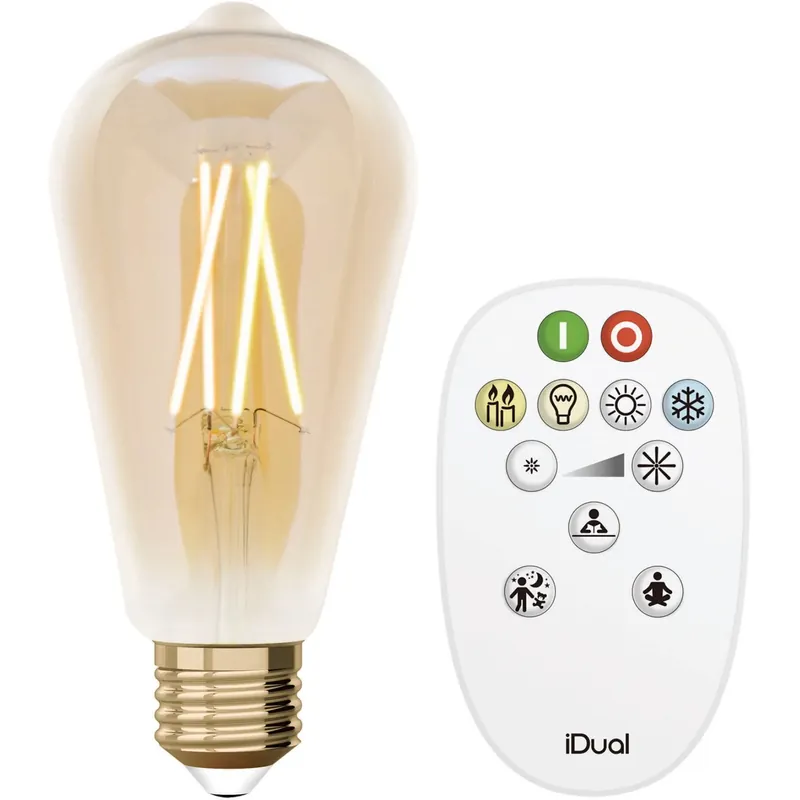 Laatste Versie Lampadina LED ST64 iDual Smart Home a filamento con telecomando ambra