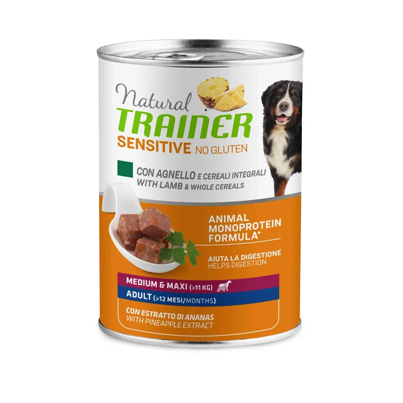 Cibo umido per cani Natural Trainer agnello e cereali integrali Aanbieding