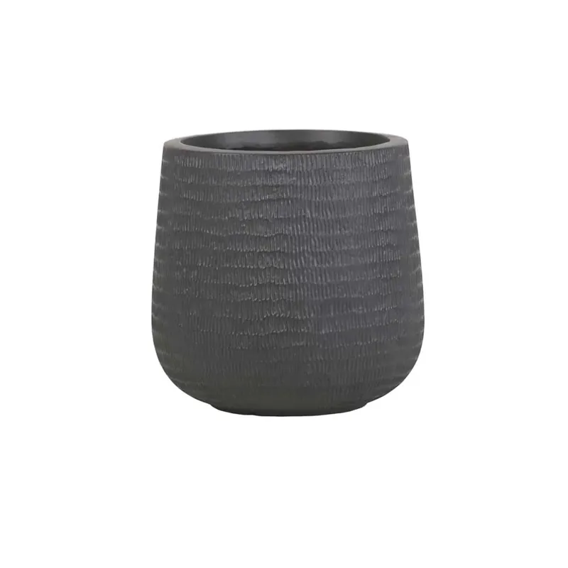 Koop Vandaag Vaso per piante rotondo in fibra di argilla 20,5x20,5x19,5 cm grigio scuro