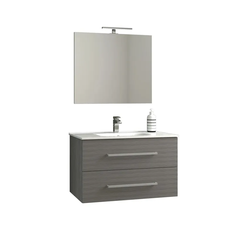 Koop Vandaag Mobile bagno base lavabo sospeso Mary 90x46 cm grigio larice