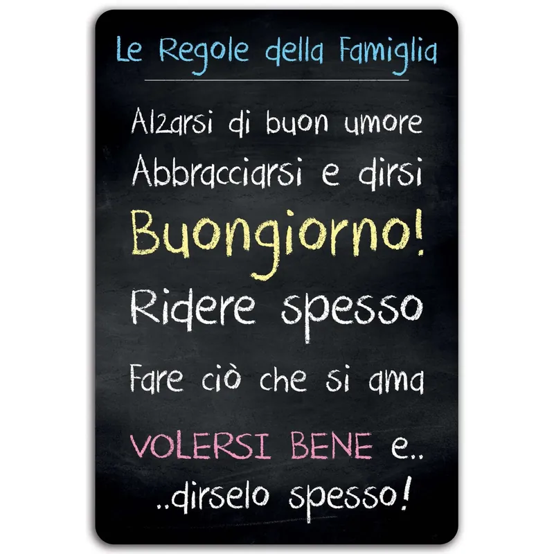Bestseller Targhetta in forex Regole Famiglia 28x19 cm