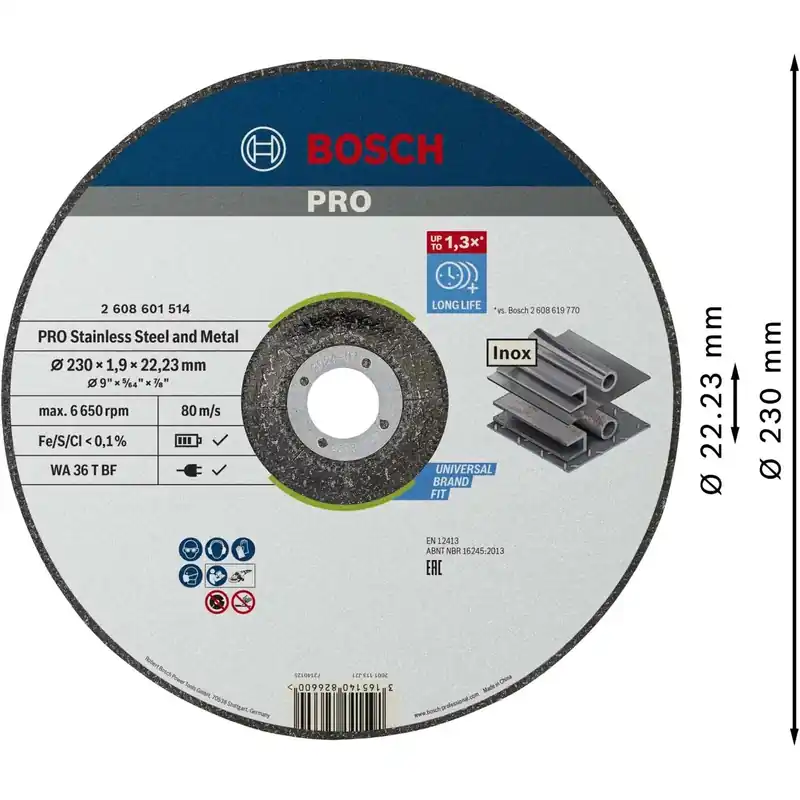Goedkoop Mola da taglio centro depresso Bosch PRO Stainless Steel&Metal 230x1,9x22,23 mm