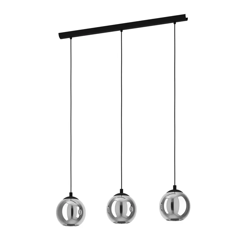 Lampadario a sospensione Eglo Ariscani L76,5x16,5xH110 acciaio vetro nero Lage Kosten