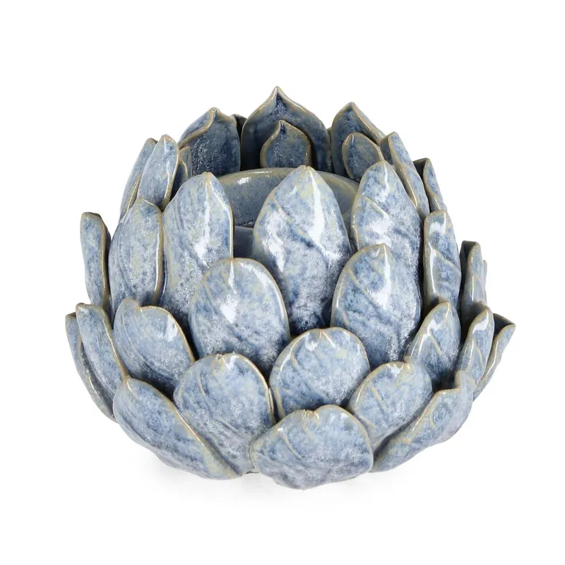 Beperkt Aanbod Porta candela in ceramica Masami Ø17,5 cm azzurro
