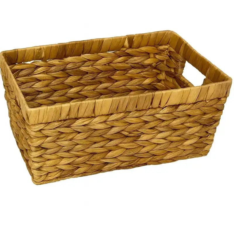 Rechtstreeks Van De Fabrikant Cesto rettangolare con maniglia Santiago intrecciato a mano 30x20x15cm