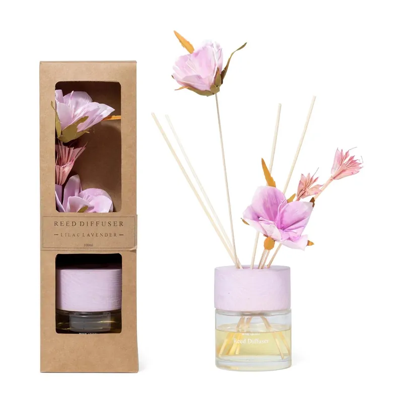 Diffusore di essenza bacchetti fiore Lavander Lilac vetro 100 ml scatola regalo Fabrieksprijs