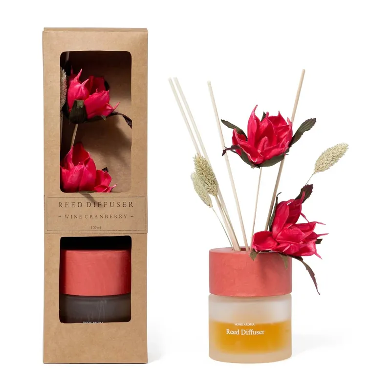 Fabrieksprijs Diffusore di essenza bacchetti fiore Red Wine in vetro 100 ml scatola regalo