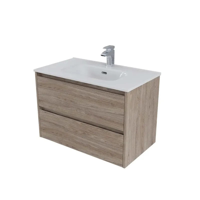 Mobile bagno base lavabo sospesa Ness 81 2/C natural gray 81x46 cm Koop Vandaag
