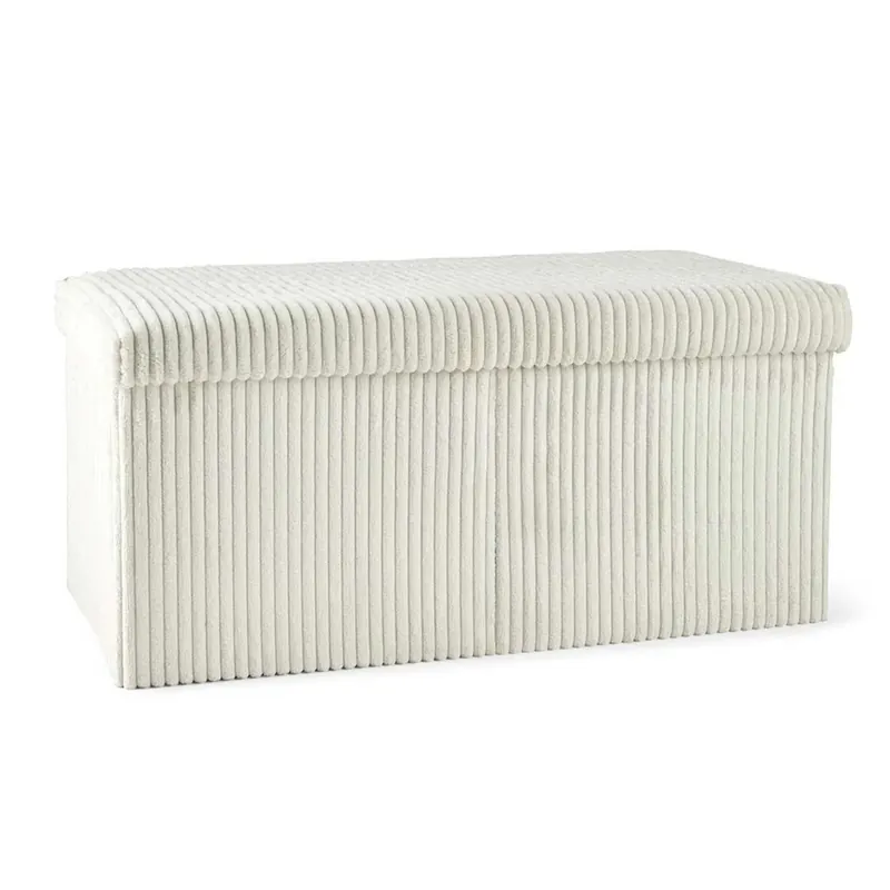 Sgabello contenitore pieghevole in velluto 60x30xH29 cm avorio Direct Verzonden