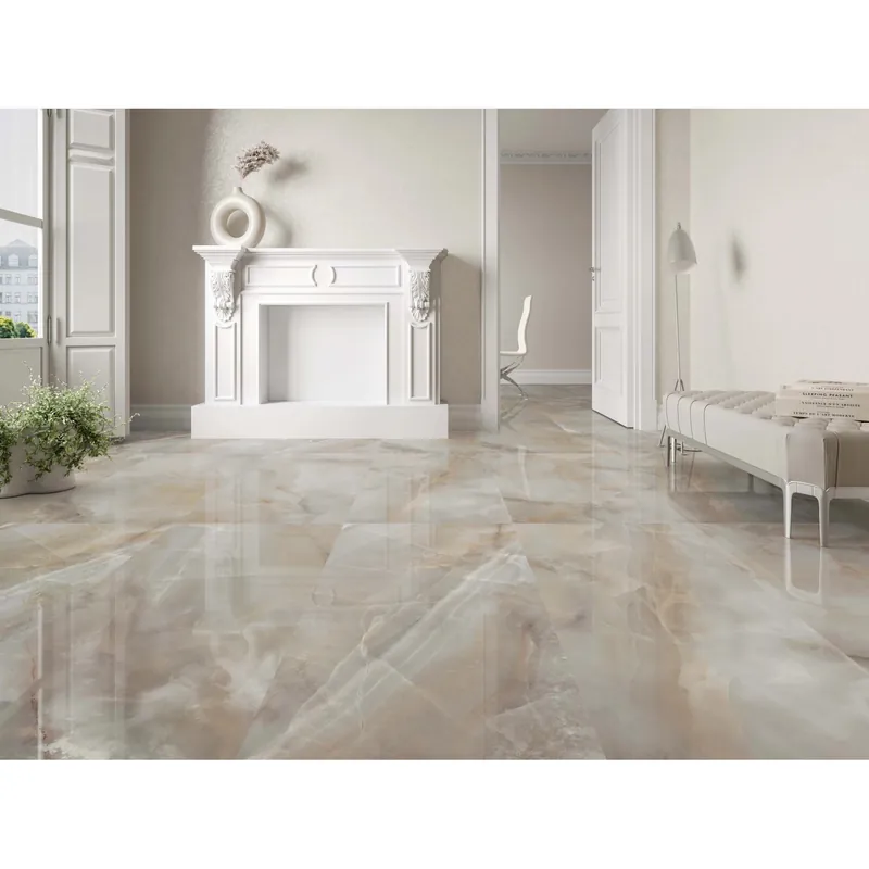 Piastrella in gres porcellanato Nizza Taupe smaltato lucido 60x120 cm 1,44 m² Actieprijs