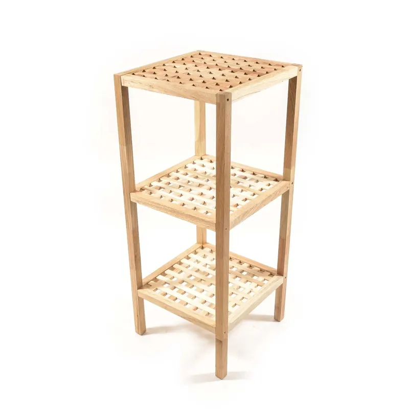 Mobiletto con 3 ripiani in legno 35x35x84 cm effetto naturale Betrouwbaar