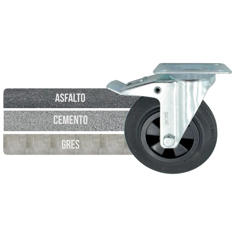 Beperkte Voorraad Ruota industriale con piastra girevole e freno 180 x 180 x 37,5 mm