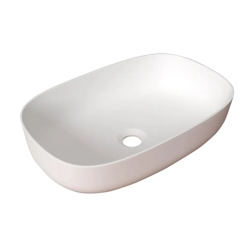 Koopje Lavabo da appoggio in solid surface 48x12,5x32 cm Bianco opaco