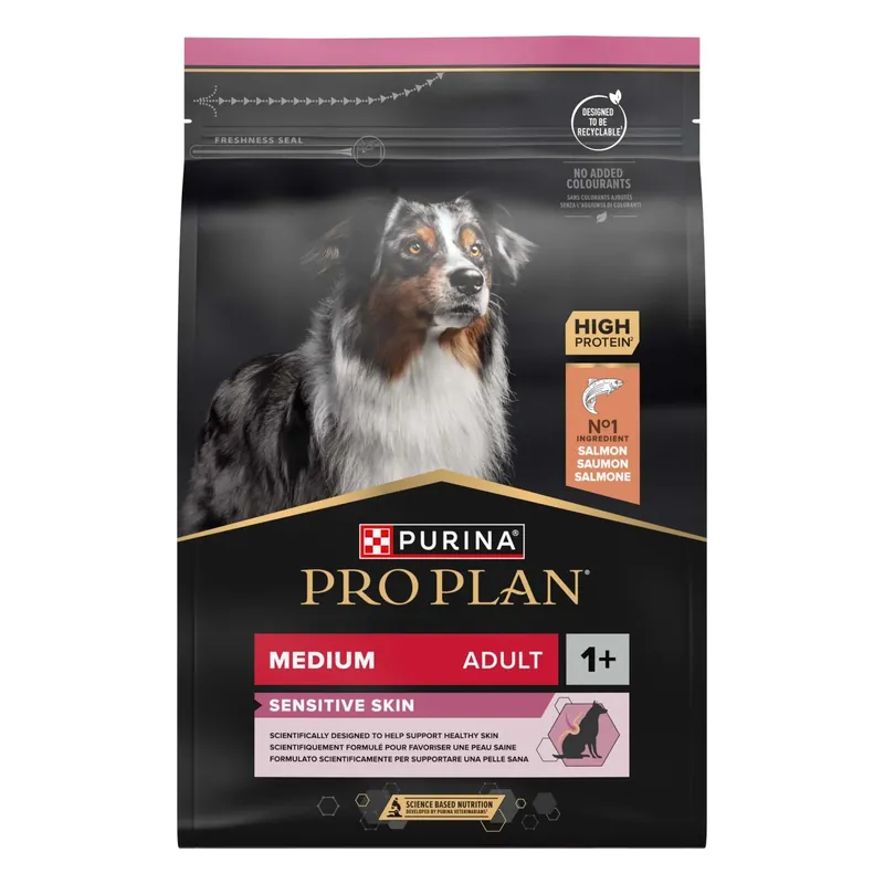 Beperkt Aanbod Cibo secco per cani Purina ProPlan Medium Adult Sensitive Skin al salmone 3kg