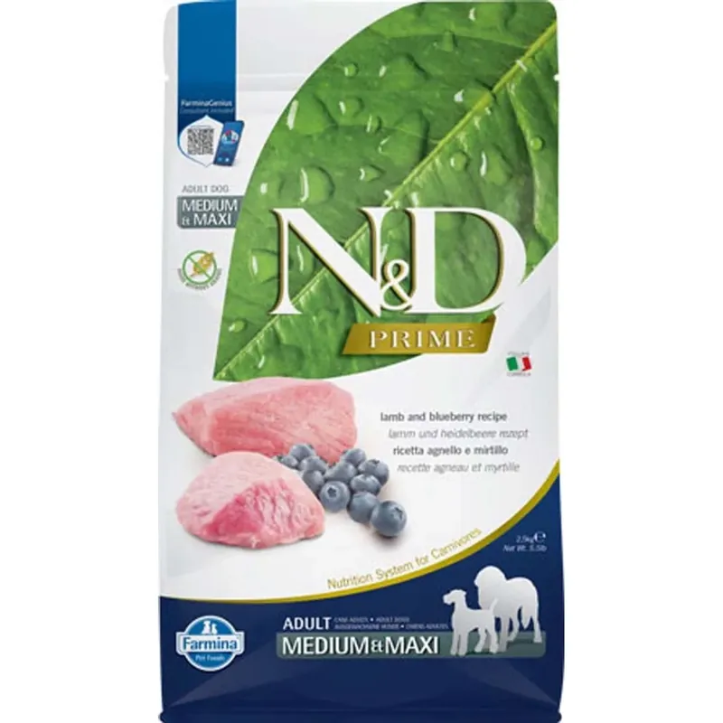 Actieprijs Crocchette per cani N&D Adult Medium Maxi agnello e mirtillo 2,5 kg