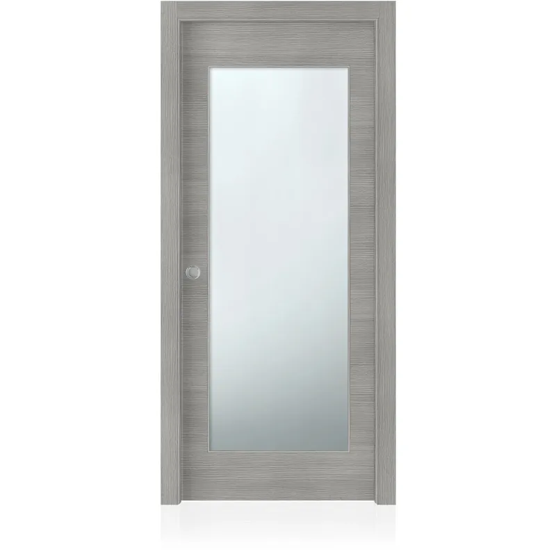 Porta scorrevole vetrata reversibile Bormio grigio peltro 210x80 cm Must-Have
